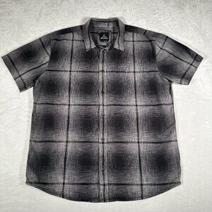 Prana Shirt Men Size XL Plaid Short Sleeve Single Pocket Made in India EUC